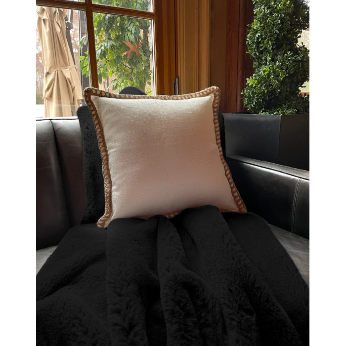 Mercer41 Damarii Hand Loomed Faux Fur Black Rug Wayfair